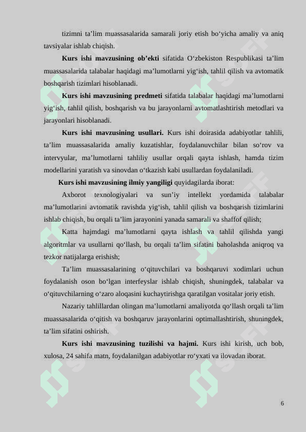 . TALABALAR HAQIDAGI MA’LUMOTLARNI YIG‘ISH, TAHLIL QILISH VA AVTOMATIK BOSHQARISH TIZIMINING  NAZARIY 6