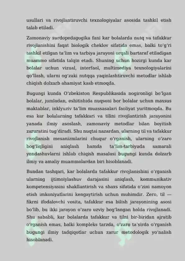 Kar bolalarda til va tafakkur rivojlanishi nazariy asoslari 4