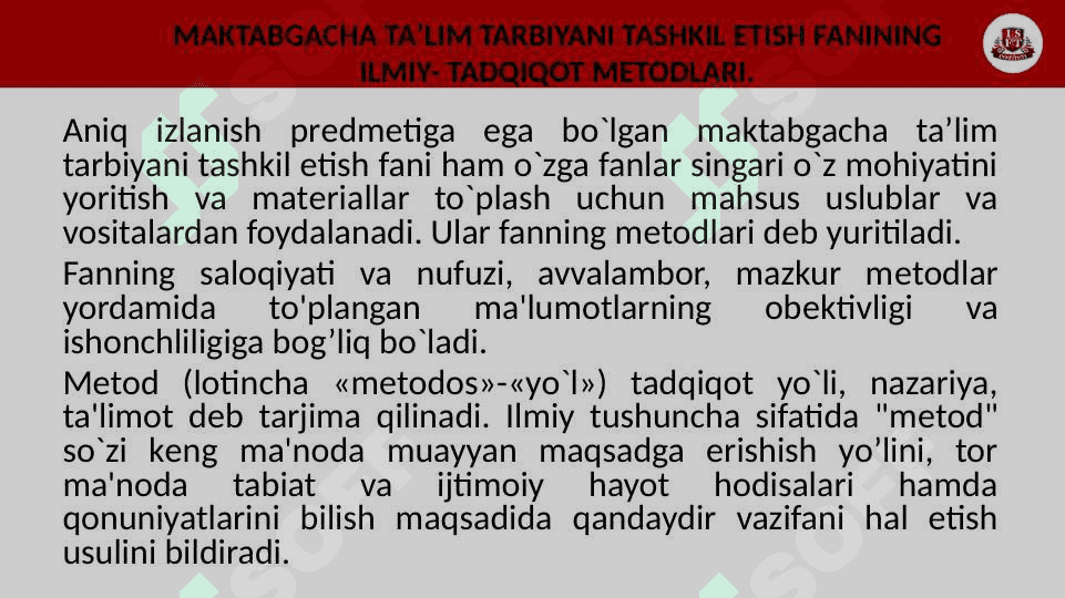 MAKTABGACHA TAʼLIM TARBIYANI TASHKIL ETISH FANINING TADQIQOT METODLARI 3