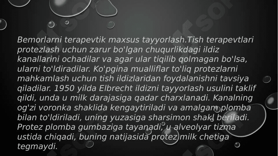 Tishlari to'liq bo'lmagan 
bemorlarga davolash rejasini tuzish 7