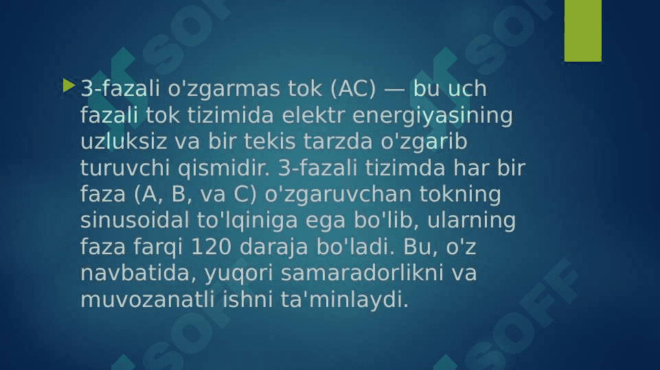 Uch fazali o‘zgaruvchan tok 3