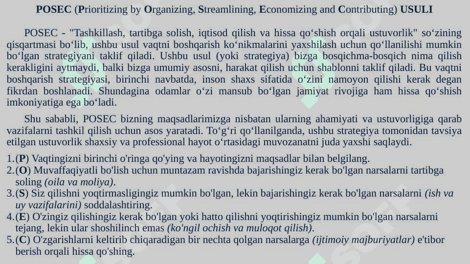 BOSHQARUVCHILIK FAOLIYATIDA VAQTDAN UNUMLI FOYDALANISH SHARTLARI. 8