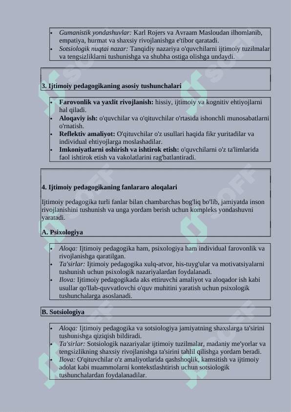 Ijtimoiy pedagogika tushunchasi, Ijtimoiy pedagogikaning boshqa fanlar bilan aloqadorligi 2