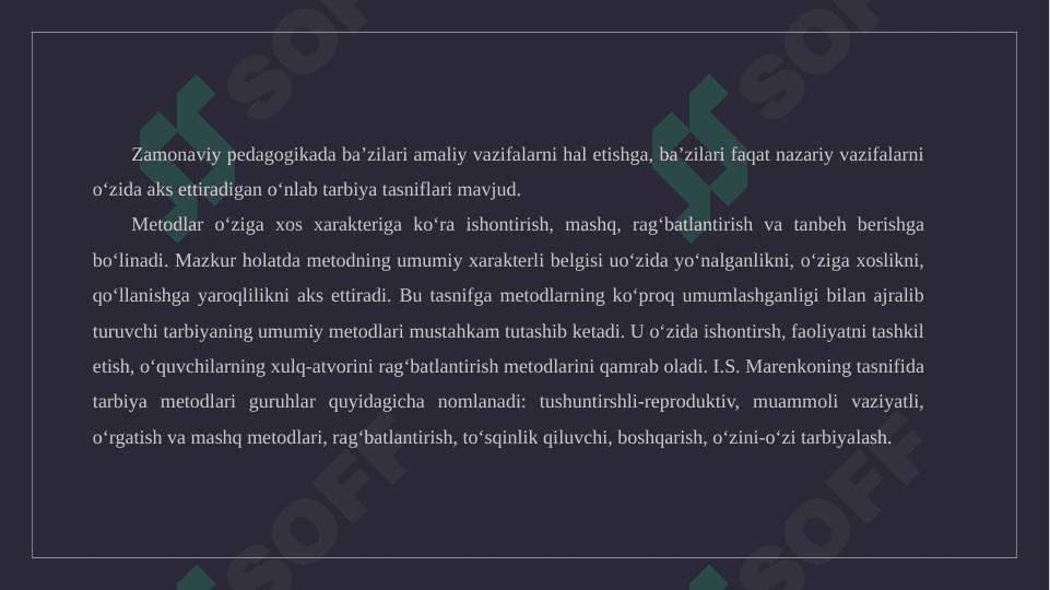 : tarbiya metodlari tasnifi, ijtimoiy ongni shakillantirishi metodlari 8
