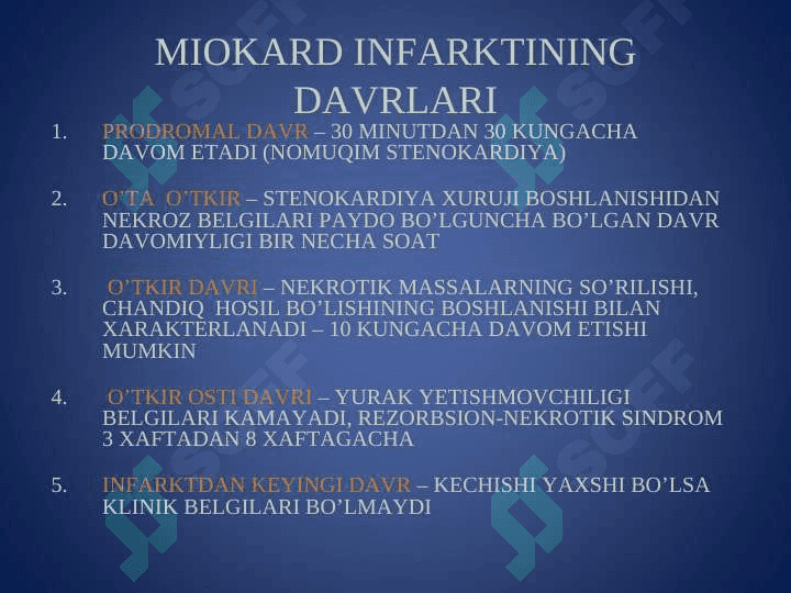 Yurak mushagi nekroz sindromida hamshiralik jarayoni. Miokard infarktini atipik klinik formalari 6