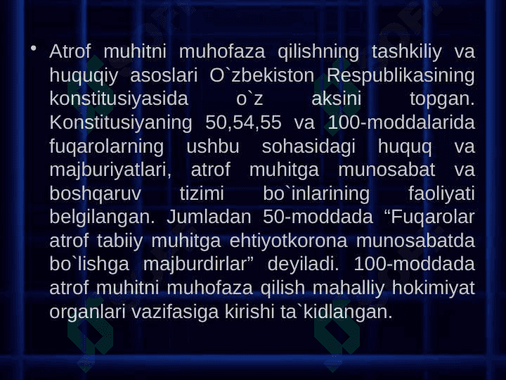 O'zbekistonda tabiatni muhofaza qilish amaliyoti. Yutuq va kamchiliklar 4