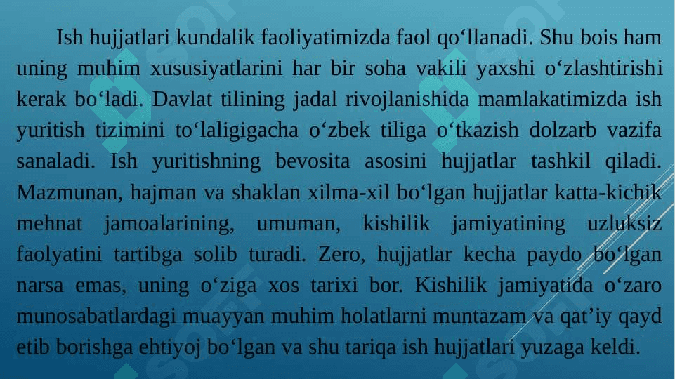 SOHADA HUJJAT YURITISH ASOSLARI 2