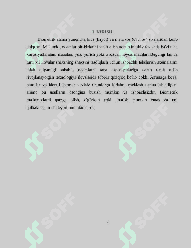 Shaxsni identifikatsiyalashning biometrik vositalari. Biometrik autentifikatsiya usullari 4