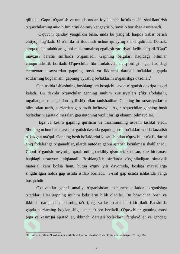 Ta’lim bosqichlarida gap va uning turlarini nutqiy vaziyatlar orqali o‘rgatish usullari 7