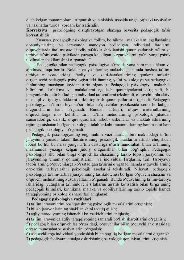 YOSH VA PEDAGOGIK PSIXOLOGIYA FANINING TADQIQOT SOHASI VA MUAMMOLARI 7