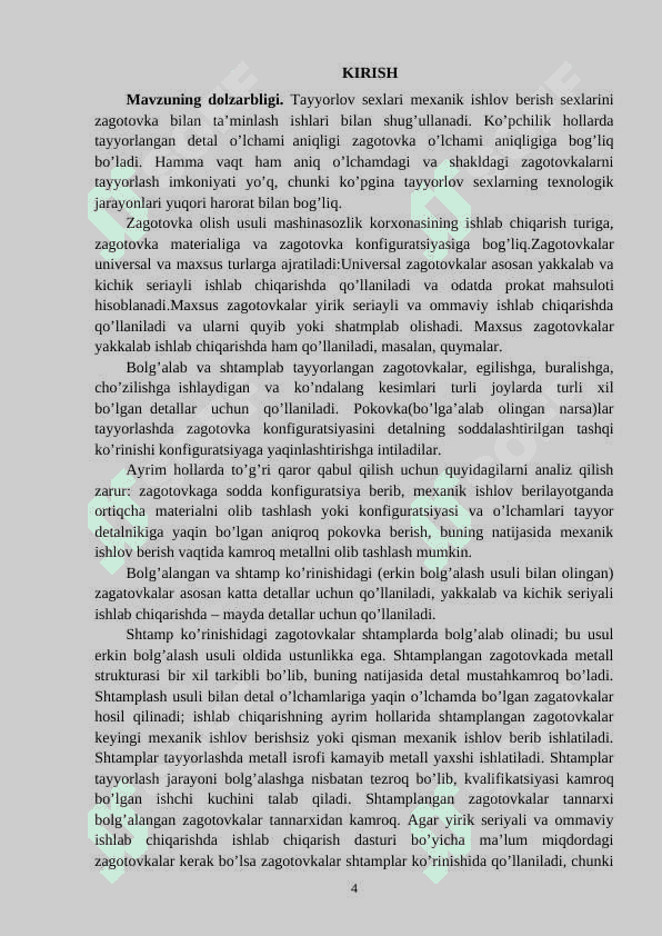 Bolg’alangan va shtamplangan xomashyoni o’rganish 3