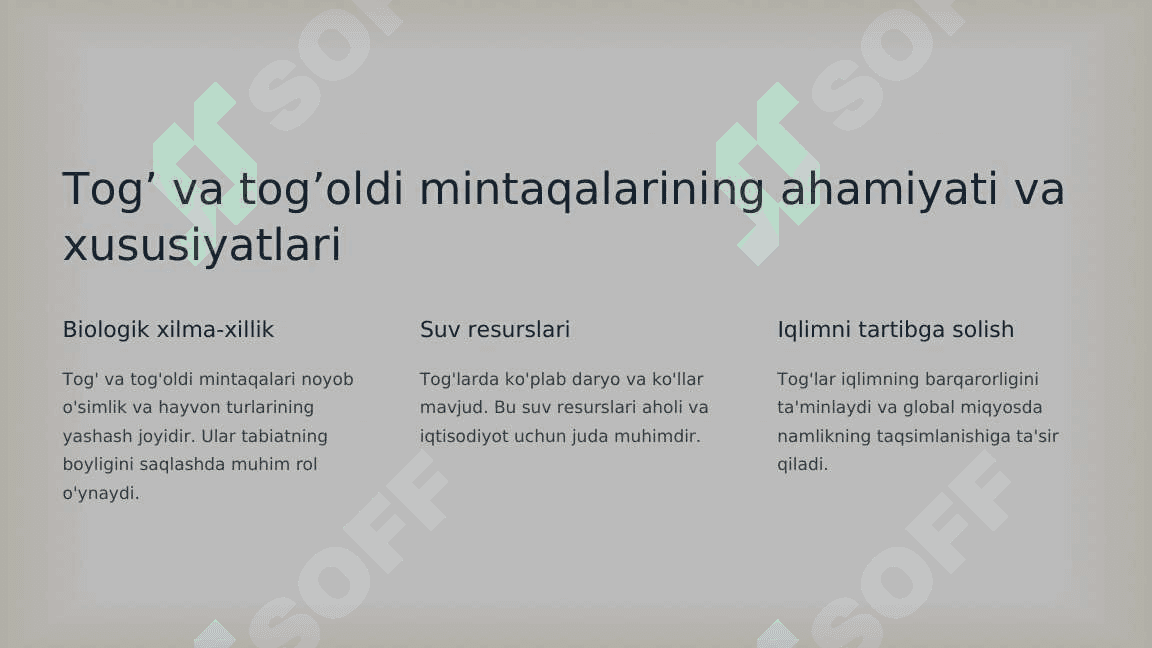 Tog’ va tog’oldi mintaqalarida Ekologik ekspertiza 4