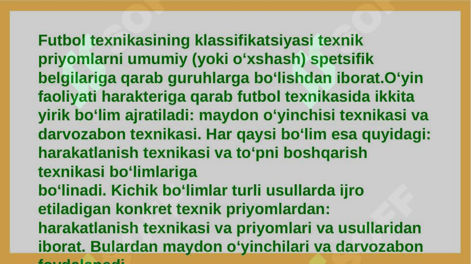 FUTBOL OʻYININING TEXNIKASI VA TAKTIKASI 2