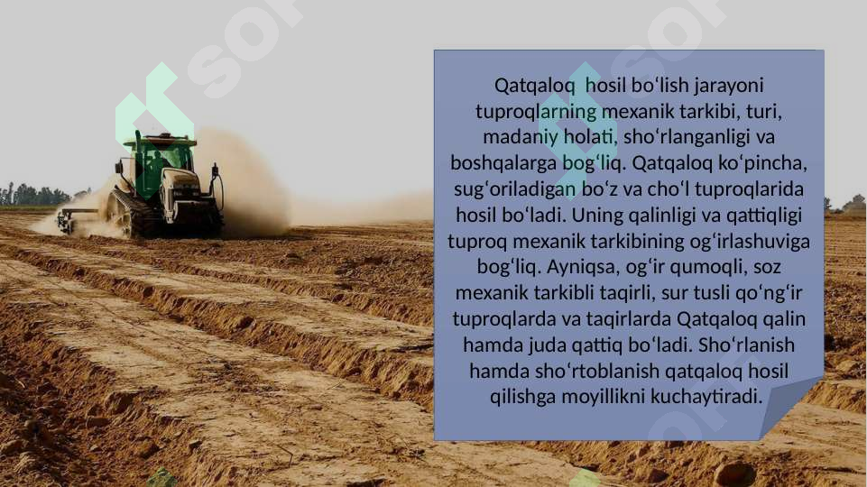 Har xil tuproqlarda qatqaloq hosil bo’lish xususiyatlari va uni yo’qotish yo’llari. 3
