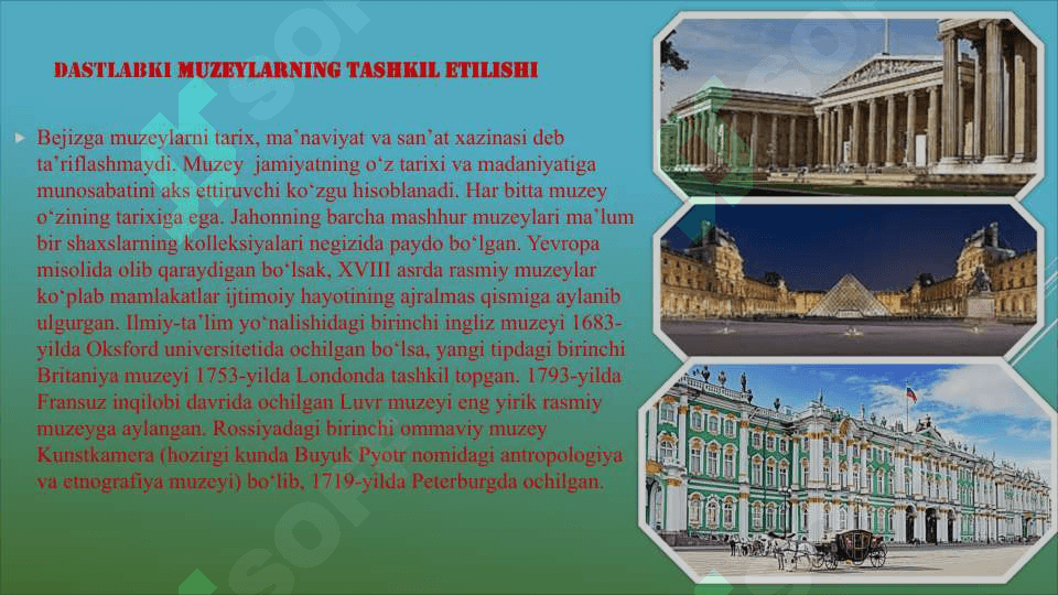 O'zbekistonda dastlabki muzeylarning vujudga kelishi 4