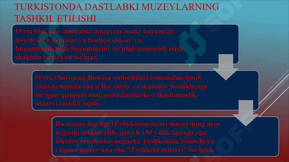 O'zbekistonda dastlabki muzeylarning vujudga kelishi 5
