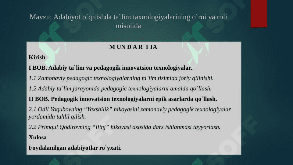 Adabiyot oʻqitishda taʼlim texnologiyalarining oʻrni va roli misolida 2