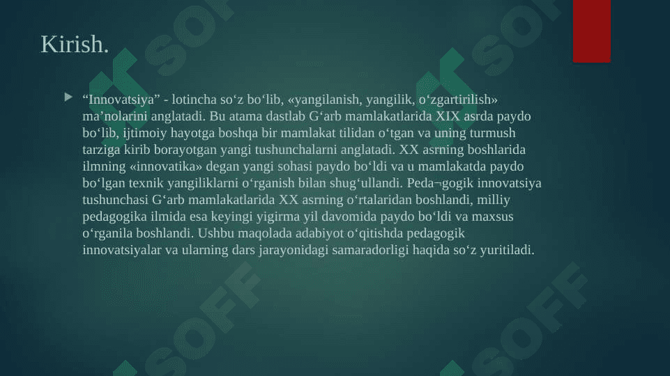 Adabiyot oʻqitishda taʼlim texnologiyalarining oʻrni va roli misolida 4