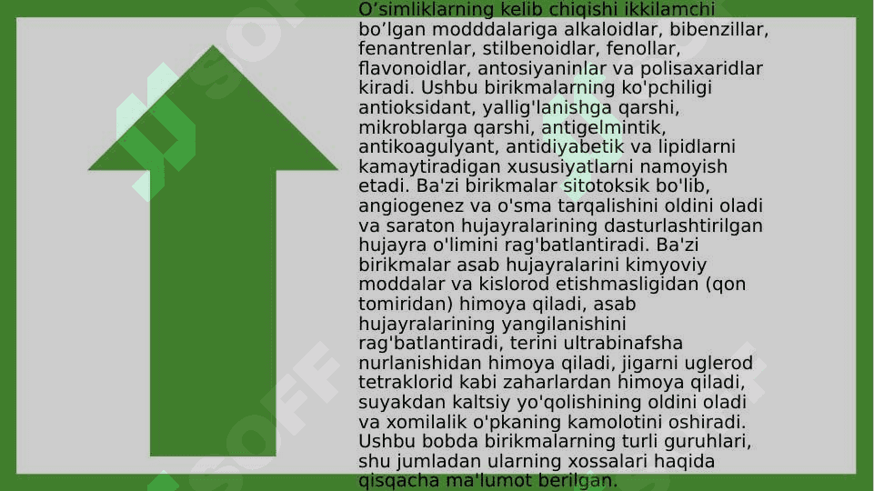 O’SIMLIKLARNING KELIB CHIQISHI IKKILAMCHI BO’LGAN MODDALAR TASNIFI 3