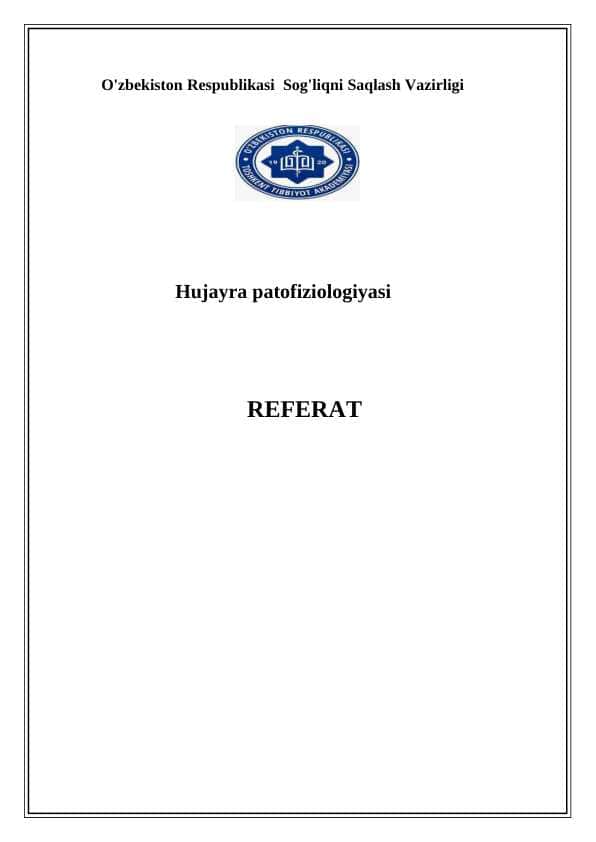Hujayra patofiziologiyasi