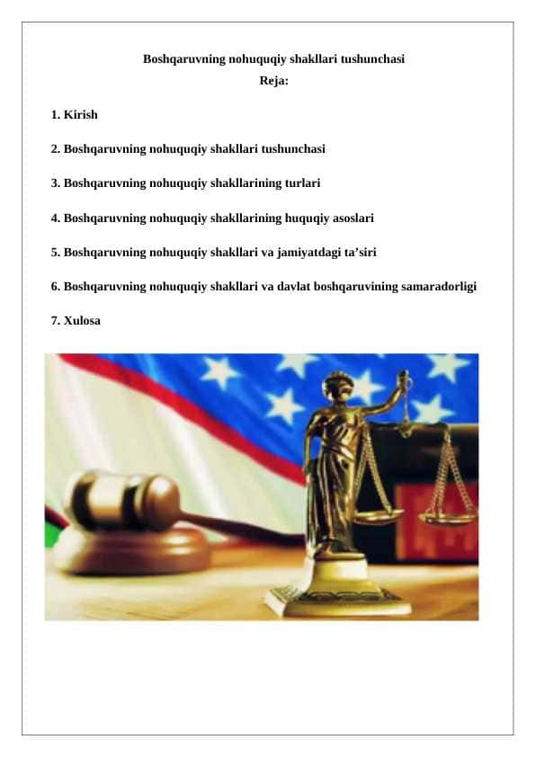 Boshqaruvning nohuquqiy shakllari tushunchasi