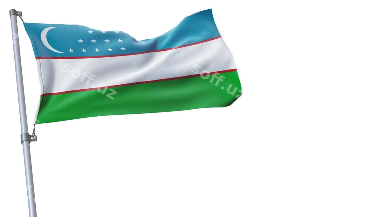 Frontda oq fondagi bayroq | Flag flies front white background 1