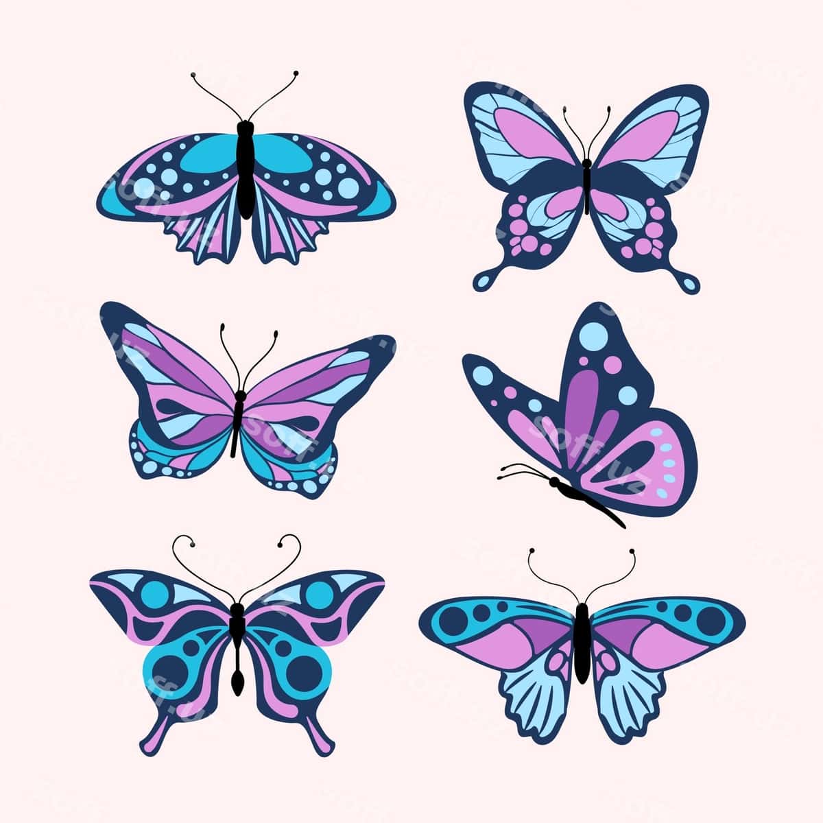 Tekis dizayn murch elementi | Flat design butterfly element 1