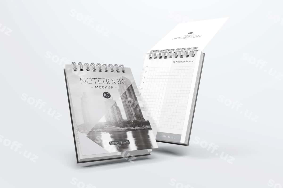 Susishli qoidaluq mockup | Floating notepad mockup 1