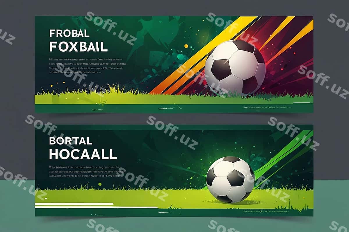 Futbol gorizontal baner shabloni | Football horizontal banner template 1
