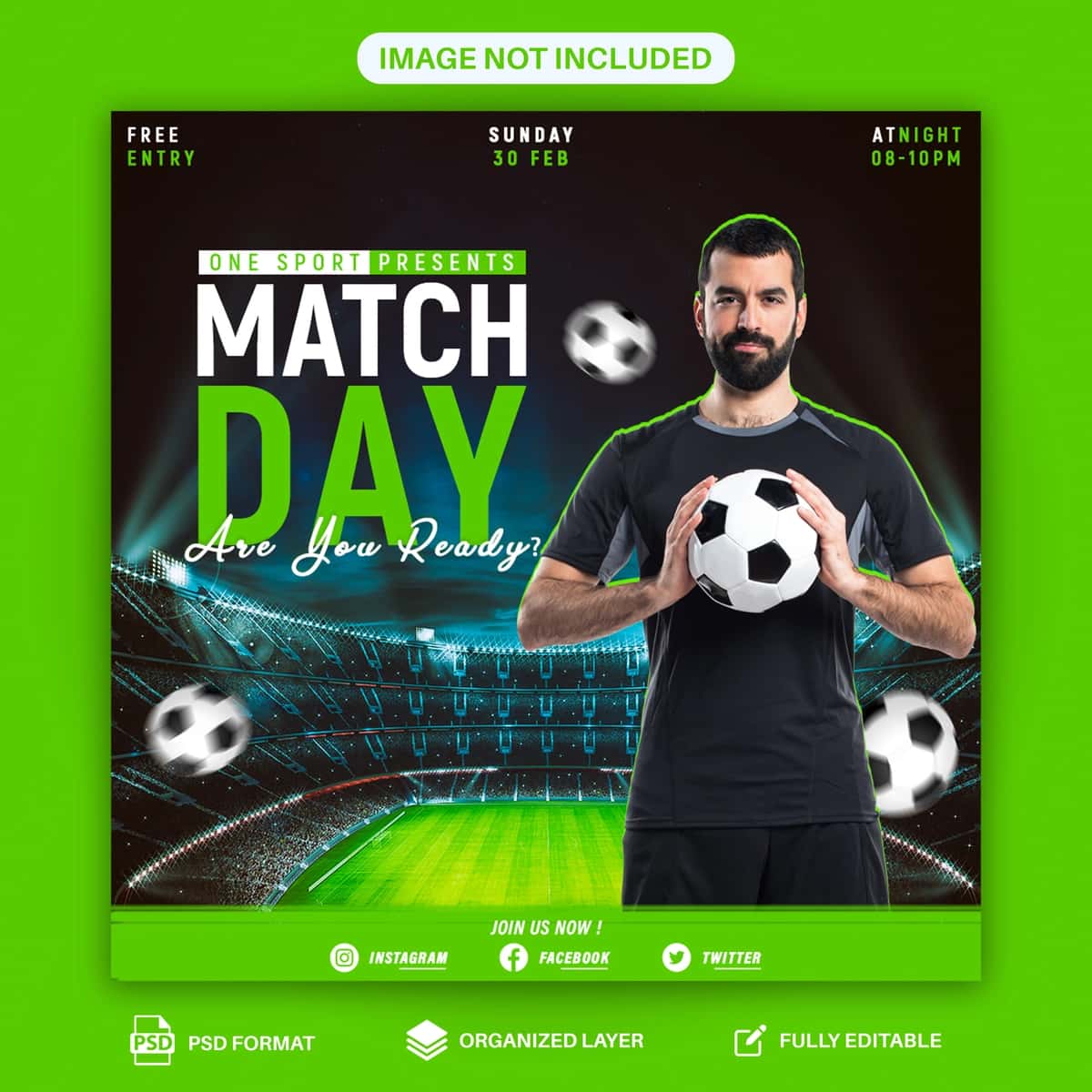 Psd futbol ijtimoiy media shablon dizayni | Psd football social media template design 1