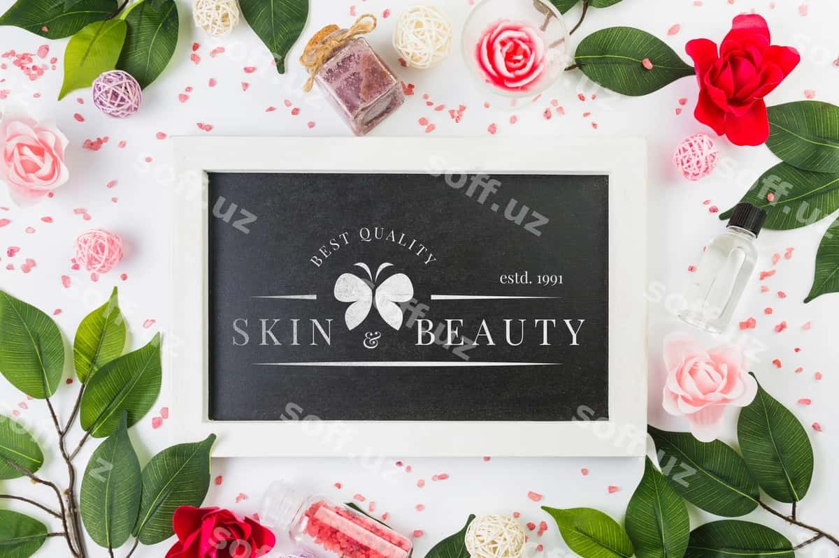 Ramka namunasi spa konsepsiyasi bilan | Frame mockup with spa concept 1