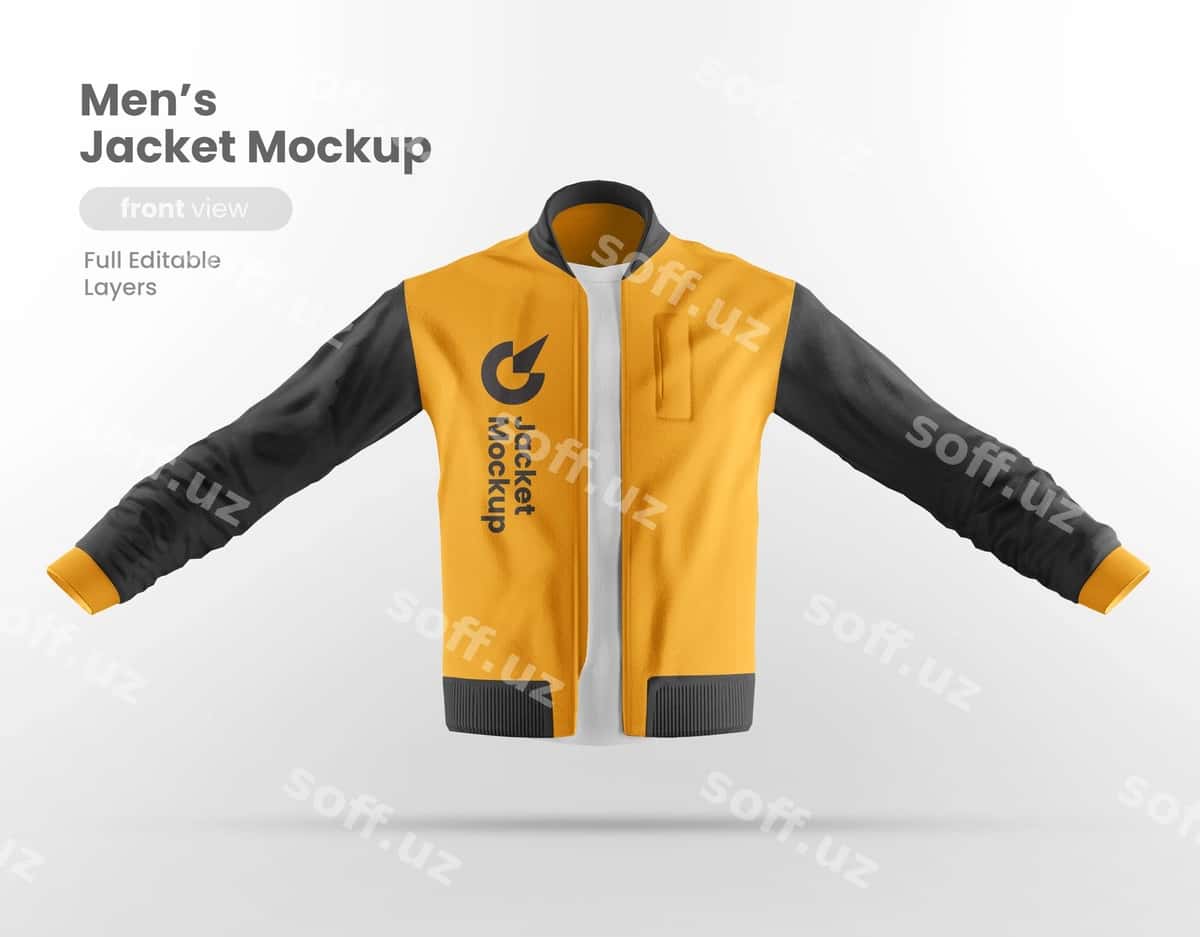 Old ko'rinishdagi kurtka maketi | Front view jacket mockup 1