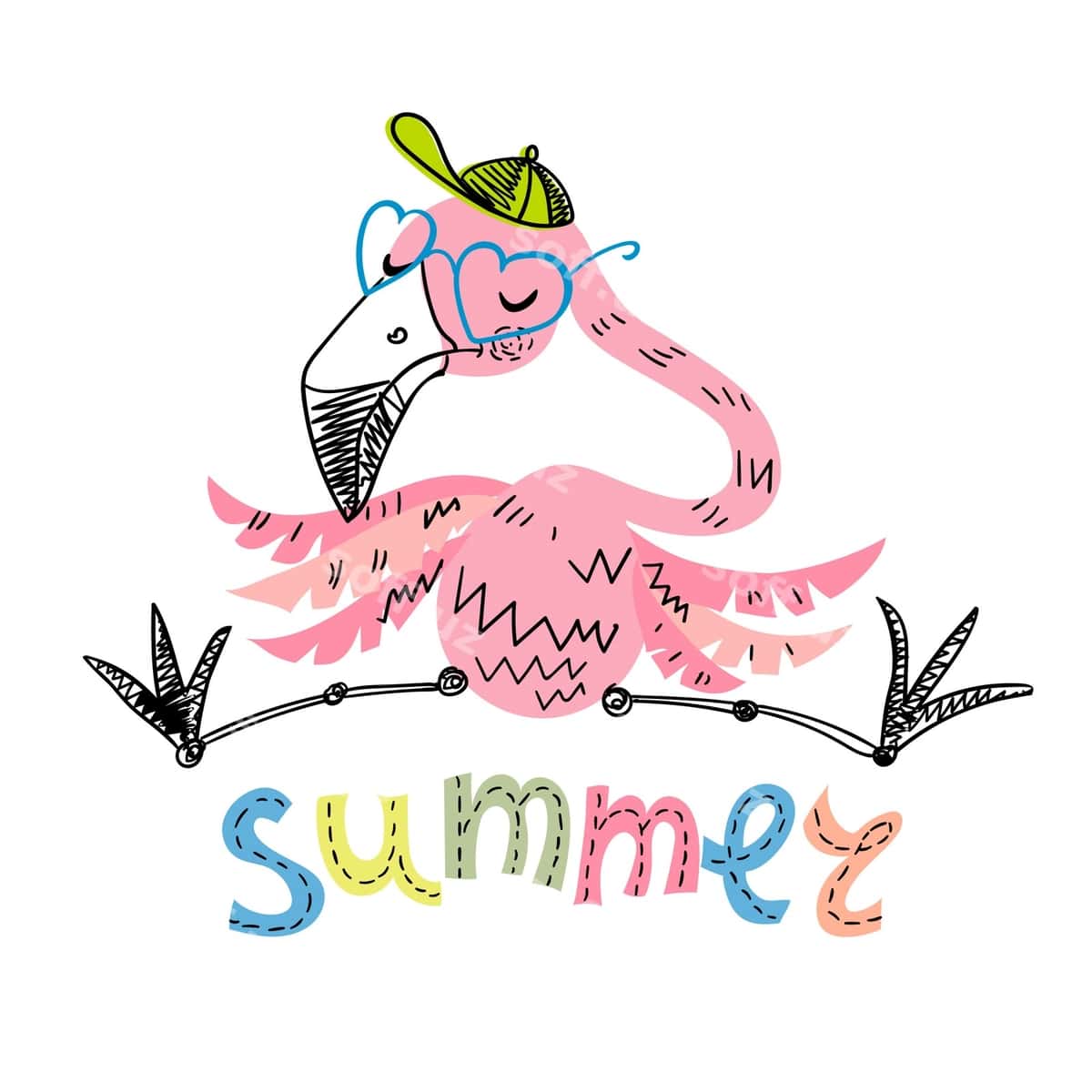 Mazali flamingo bilan ko'ziqli shapkali | Funny flamingo with glasses cap 1