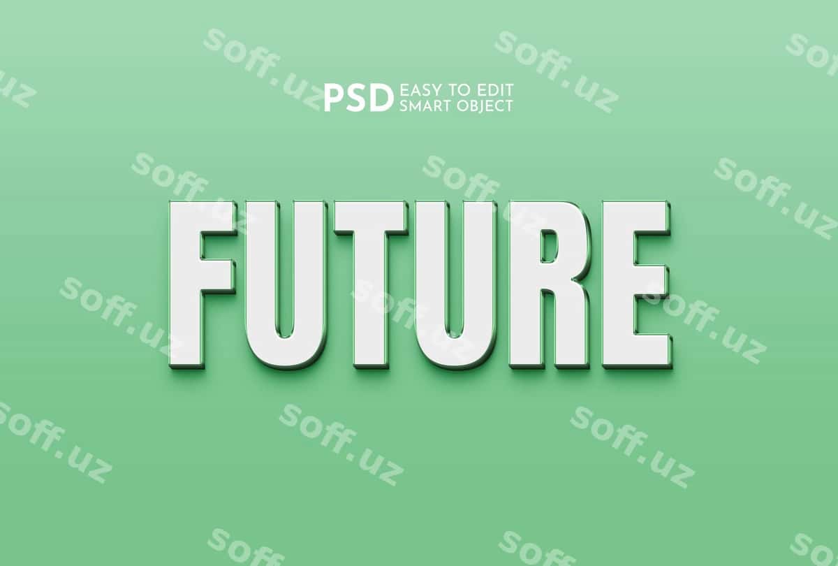 Kelajakdagi 3D tahrirlanadigan matn effekti | Future 3d editable text effect 1