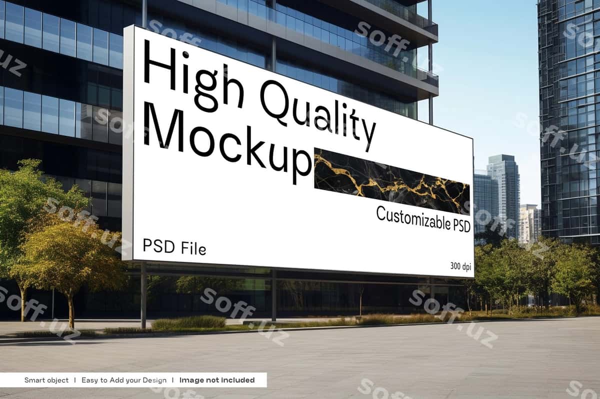 Katta gorizontal billboard mockup psd | Giant horizontal billboard mockup psd 1
