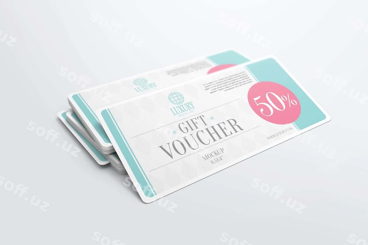 Sovg'a vocher stek mockup | Gift voucher stack mockup 1