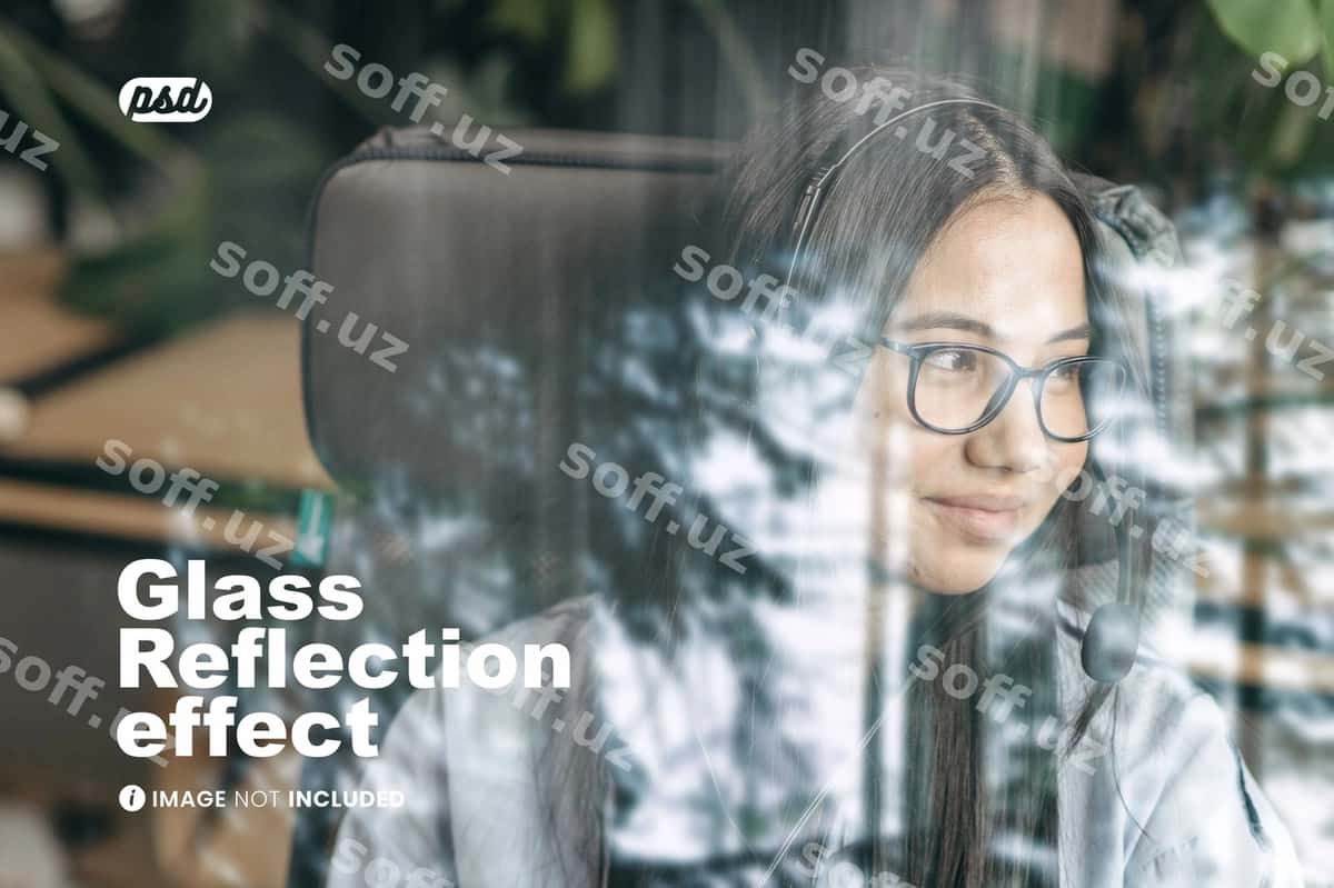 Steklo aks ettirish fotosurat effekti | Glass reflection photo effect 1
