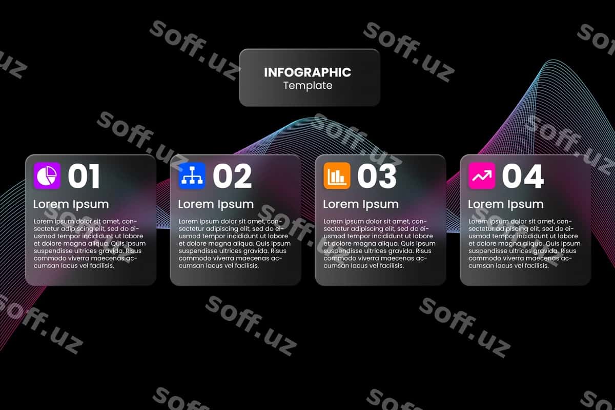 Glassmorphism infoqrafik shablon | Glassmorphism infographic template 1