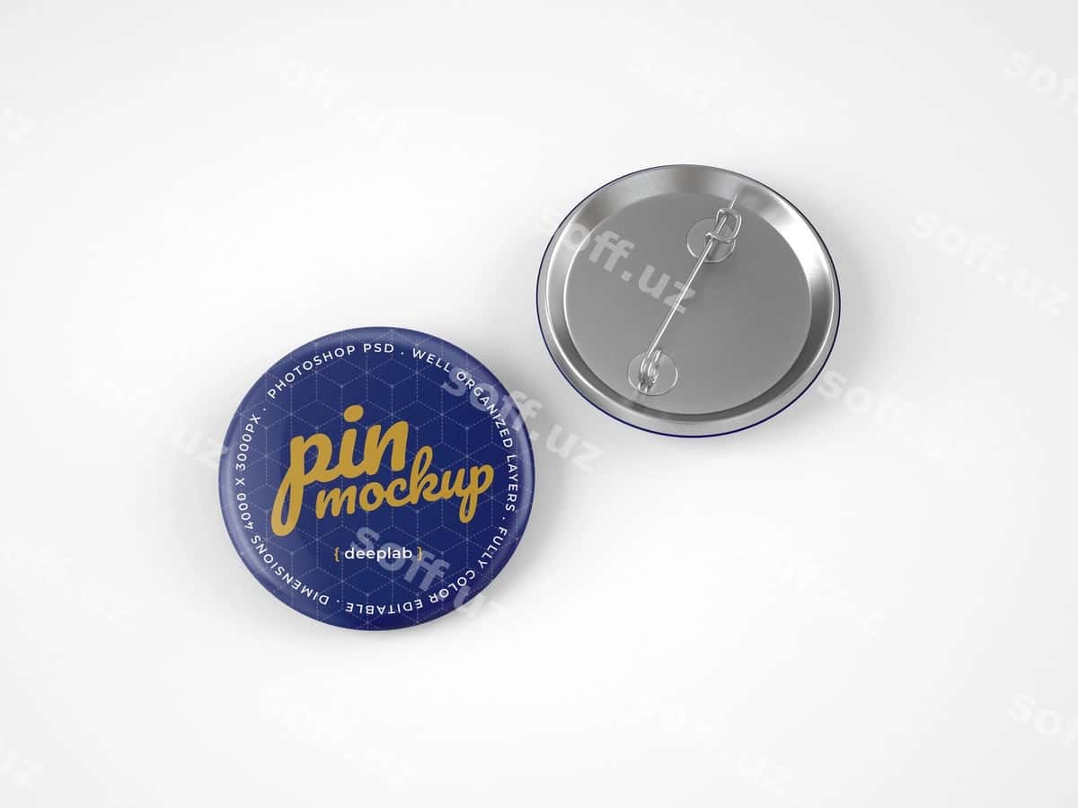 Glossi tugmachalar pini mockup | Glossy button pins mockup 1