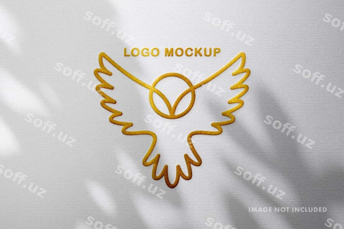 Oltin qoplayotish logotip namunasi | Gold embossing logo mockup 1