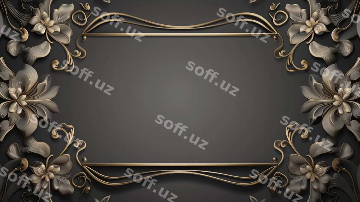 Oltin kulrang bezakli ramka | Gold gray ornamental frame 1
