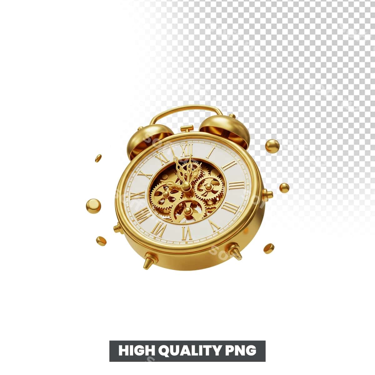 Oltin budilnik 3d render | Golden alarm clock 3d render 1