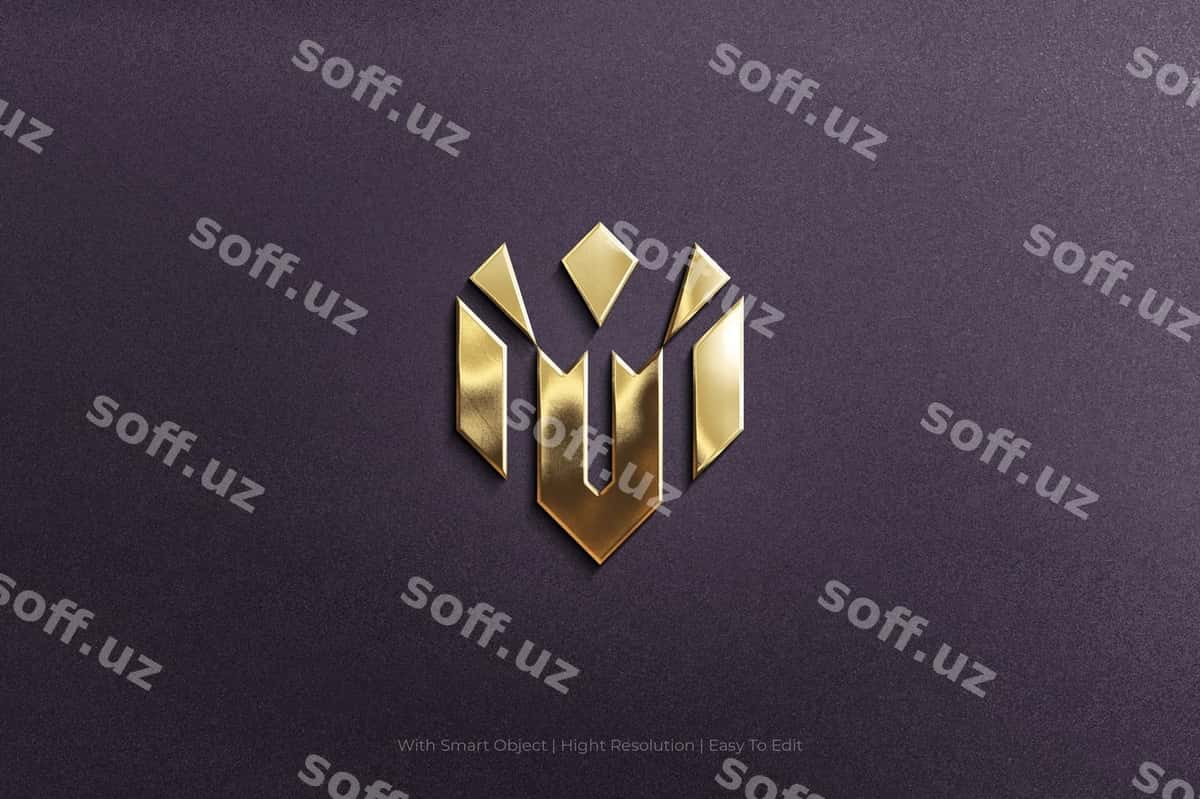 Oltin tekstura 3d namuna logotipi | Golden texture 3d mockup logo 1
