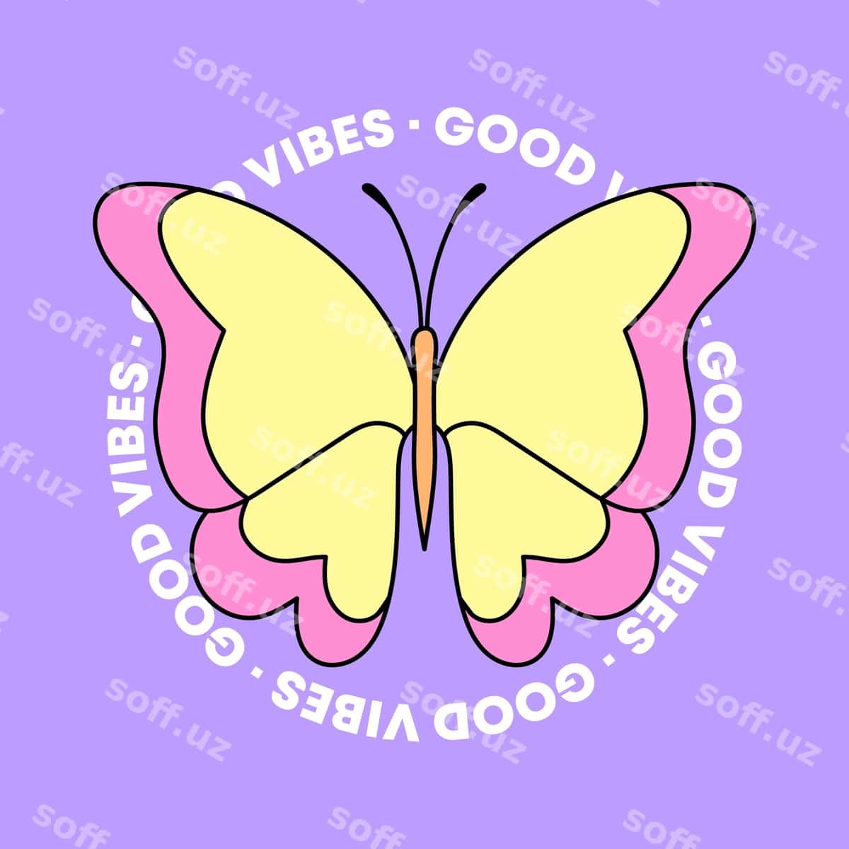 Yaxshi energiya monstr bosmasi futbolkalar | Good vibes butterfly print tshirts 1