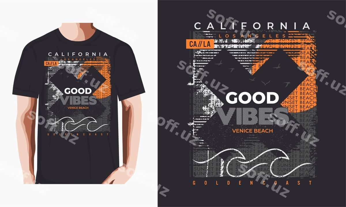 Yaxshi vibes kaliforniya plyaj palma futbolka | Good vibes california beach palm t shirt 1