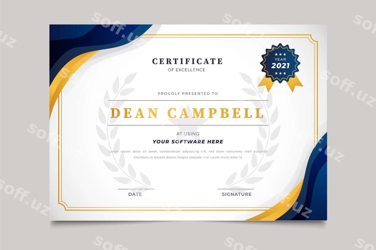 Gradient chiroyli sertifikat shabloni | Gradient elegant certificate template 1