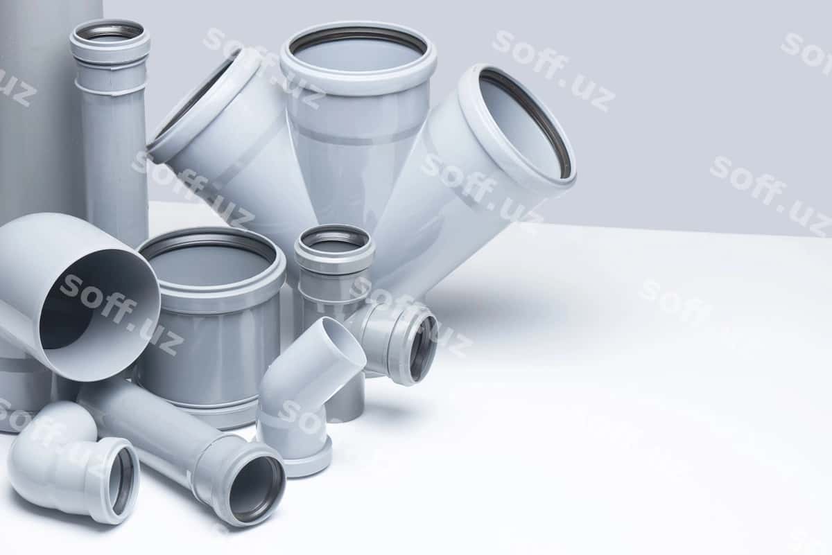 Kulrang polipropilen quvurlar oq fon | Gray polypropylene tubes white background 1