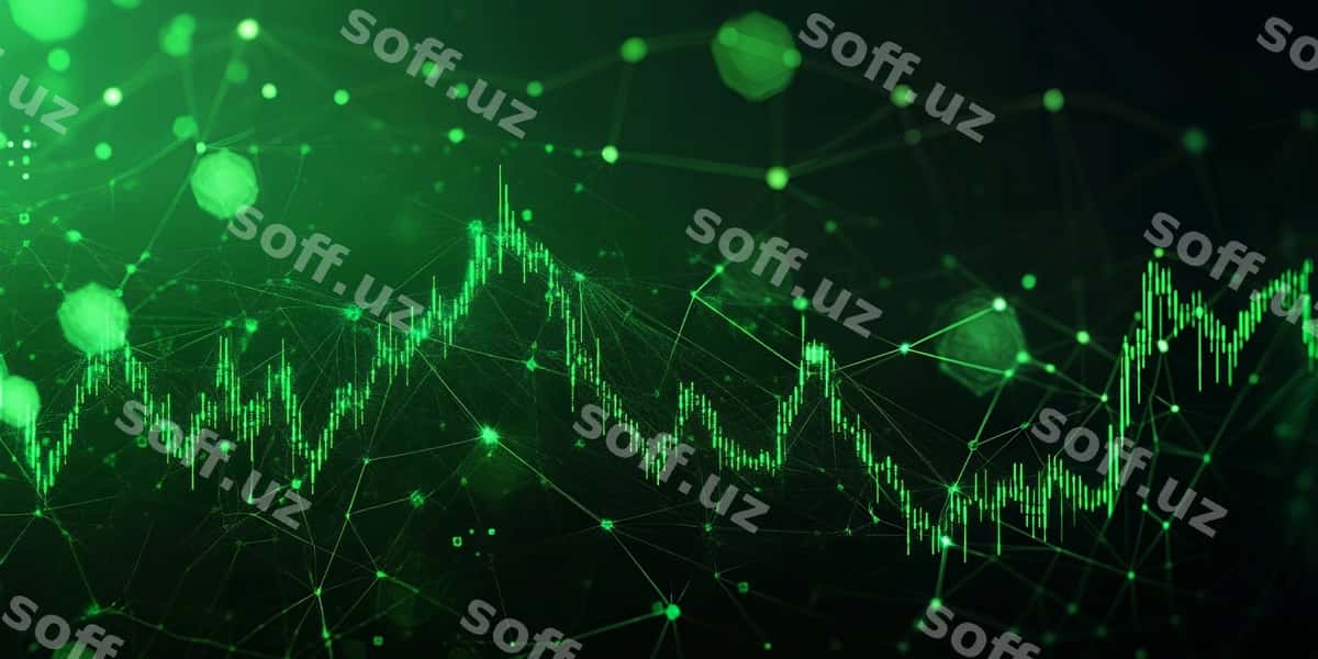 Yashil yorqin chart qora fondaa | Green glowing chart dark background 1