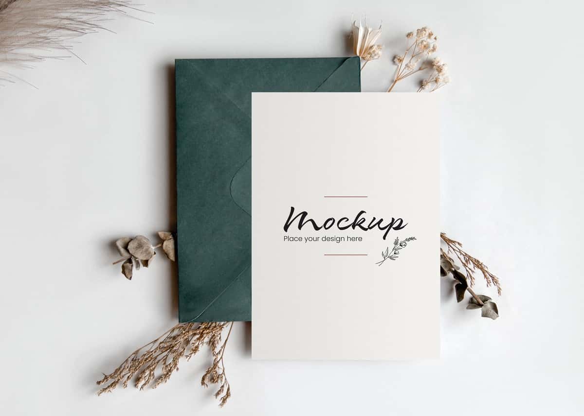 Tabriknoma yovvoyi gullar maketi | Greeting card mockup wild flowers 1