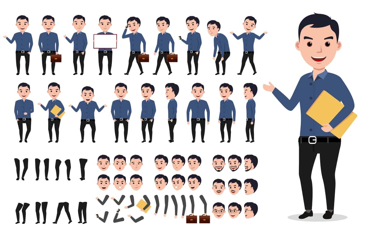 Biznesmen erkak vektor xarakterini yaratish professional odam | Businessman male vector character creation set professional man 1
